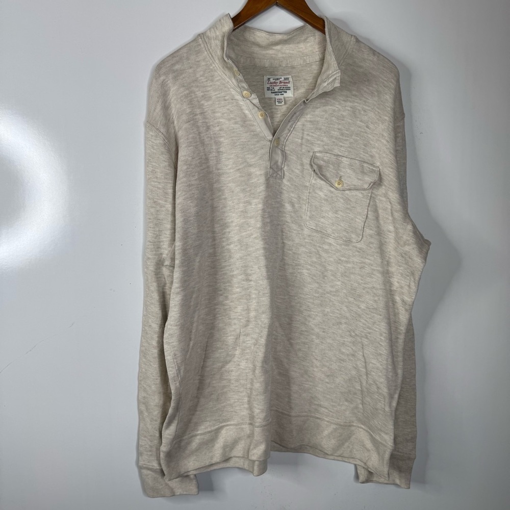 Lucky Brand Men’s Beige Henley Size‎ Xxlarge